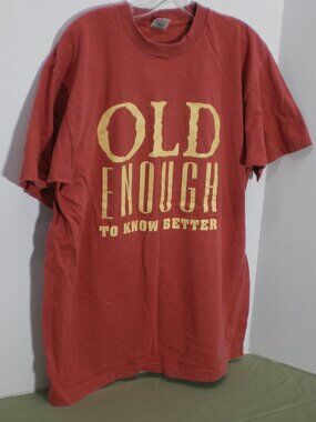 "Old Enough To Know Better" Wade Hayes Red and Yellow Graphic Tee Shirt, Size XL